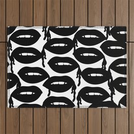 Bloody Lips in Black White Outdoor Rug