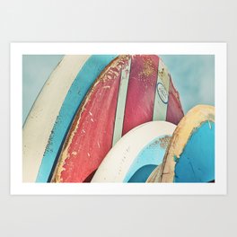 Colorful Vintage Surfboard Photography Art Print