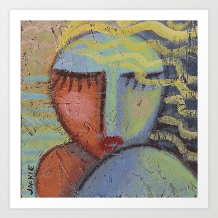 Woman With Beachy Hair Abstract Acrylic Painting On Osb Board Art