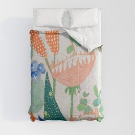 Proteas and Birds of Paradise Painting Comforter