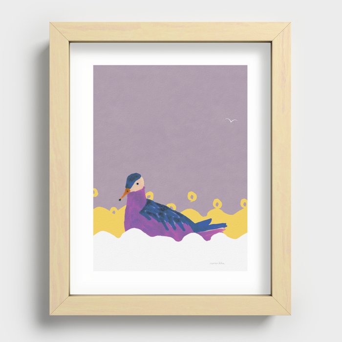 Bird in the Waves - Purple and Yellow Recessed Framed Print