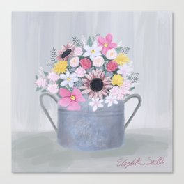 Flowers in Silver Jug Canvas Print