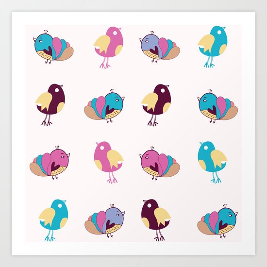 Cute Birds Pattern Art Print