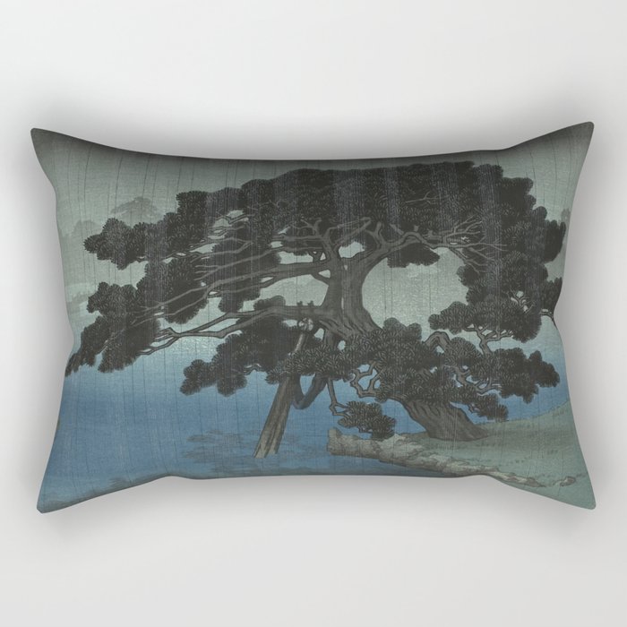 Hasui Kawase, Ancient Pine Tree At Shiba, Onshi Park - Vintage Japanese Woodblock Print Art Rectangular Pillow