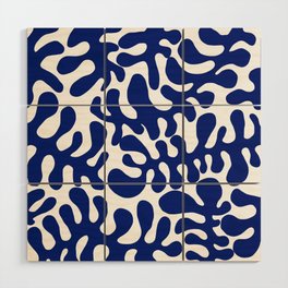 Aquamarine Matisse cut outs seaweed pattern on white background Wood Wall Art