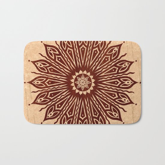 ozorahmi wood mandala Bath Mat