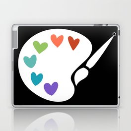Paint Palette Hearts- White on Black Laptop Skin
