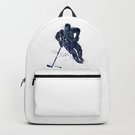 Ice Hockey Boy Player Watercolor Sports Gift Backpack