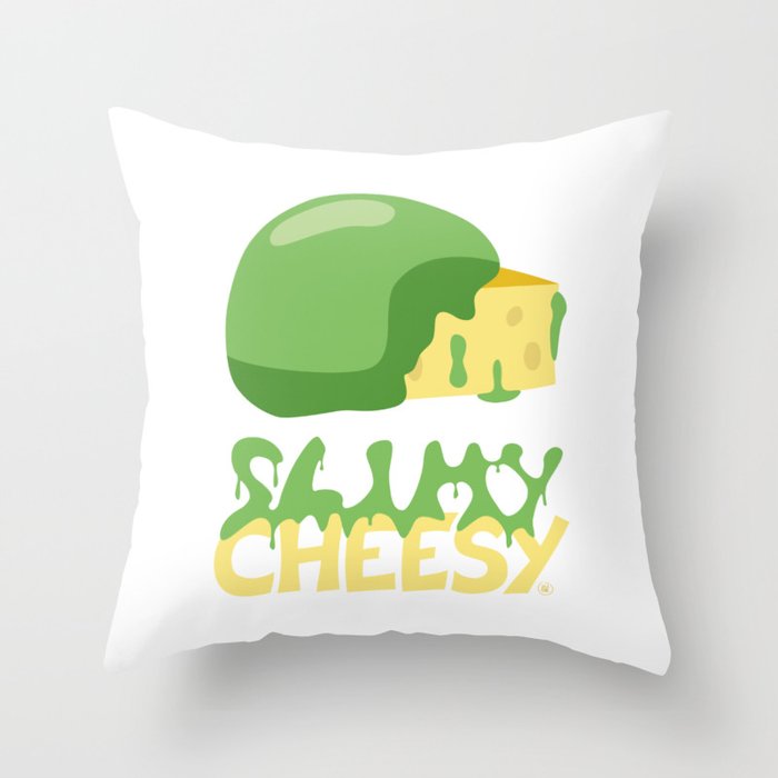 Slimy cheesy Throw Pillow