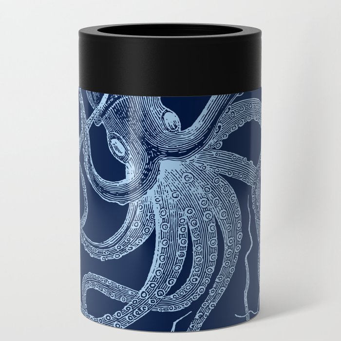 Light-blue octopus on dark blue Can Cooler