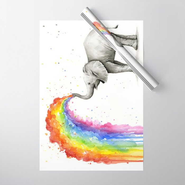 Rainbow Baby Elephant Wrapping Paper