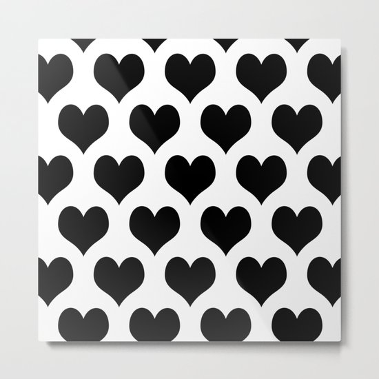White Black Heart Minimalist Metal Print