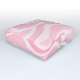 Modern Retro Liquid Swirl Abstract in Pretty Pastel Pink Outdoor Floor Cushion