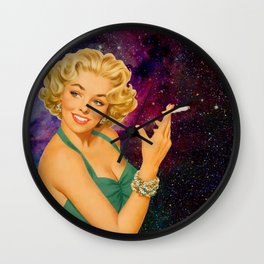 Cig Lady in Space Wall Clock