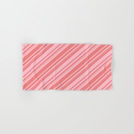 [ Thumbnail: Light Coral & Pink Colored Lines Pattern Hand & Bath Towel ]