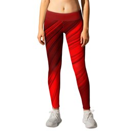 Semicircular sections of red metal with rays of light and strings.  Leggings
