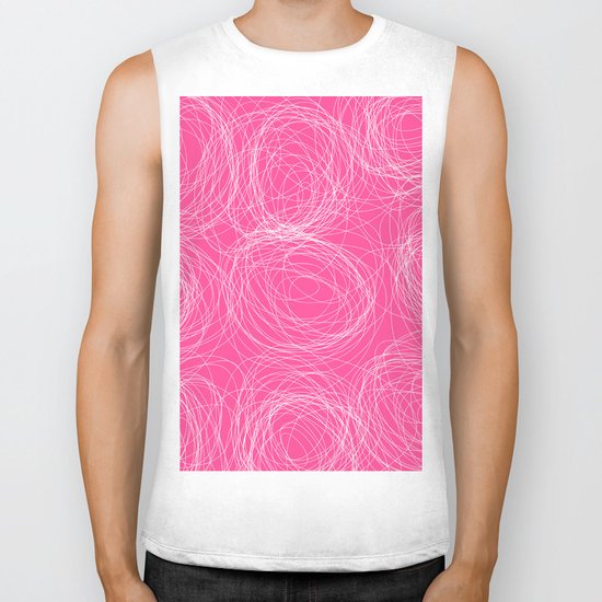 Abstract white circles and dots - abstract pattern - on pink Biker Tank