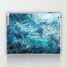  abstract oil painting showing waves in ocean or sea on canvas. Modern Impressionism, modernism, marinism  Laptop Skin