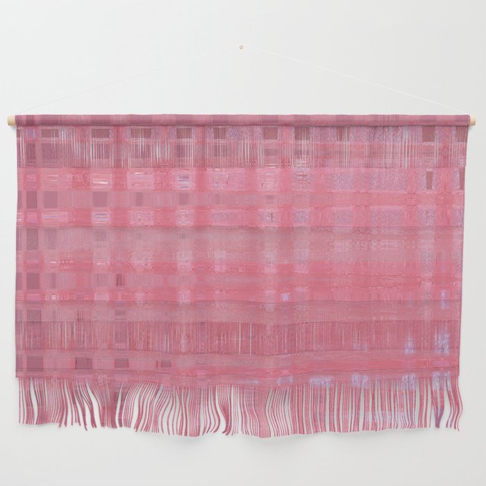 Bubble Gum Pink Check Pattern Wall Hanging