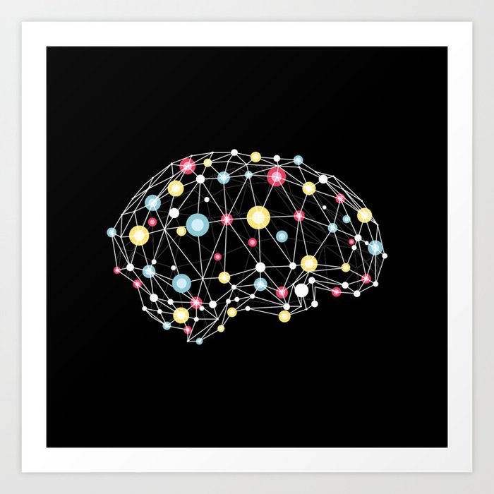 Brain connections colorful synapse connections Art Print
