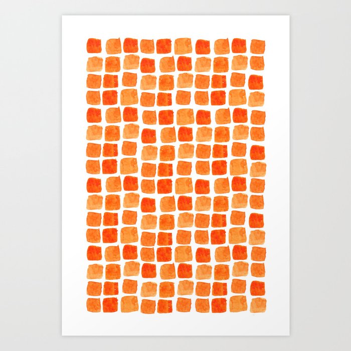 Orange Squares Pattern. Art Print