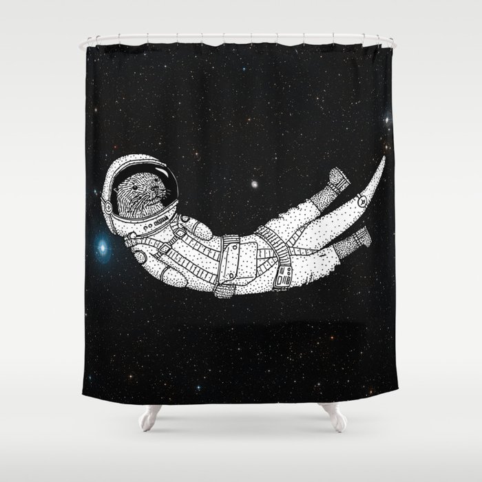 André Floating Around in Otter Space Shower Curtain