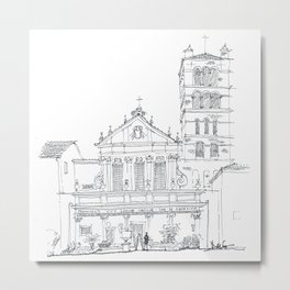 Basilica di Santa Cecilia in Trastevere Metal Print | Ink Pen, B N, Drawing, Sketch, Blackandwhite 