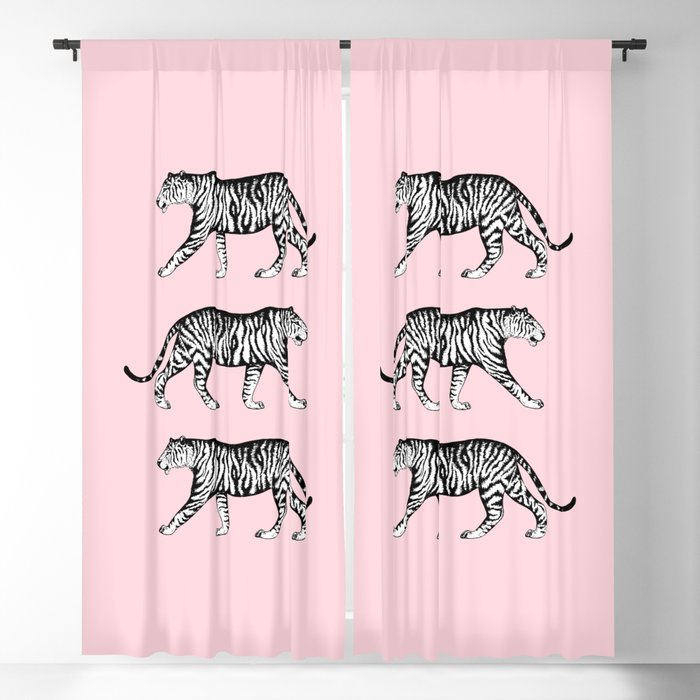 Tigers (Pink and White) Blackout Curtain