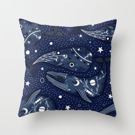 Mystic Ocean - Whales Throw Pillow
