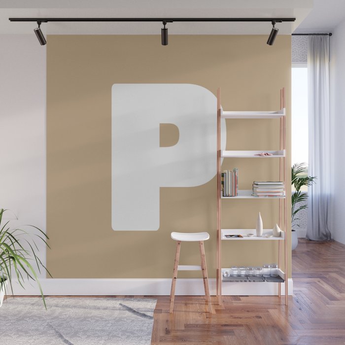 P (White & Tan Letter) Wall Mural