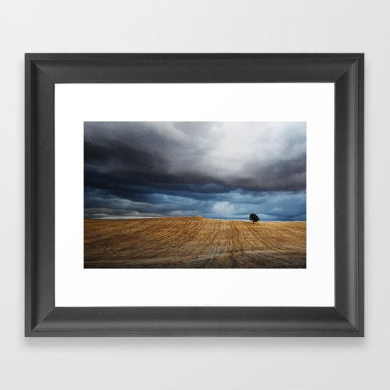 Lonely tree waiting for the storm Framed Art Print