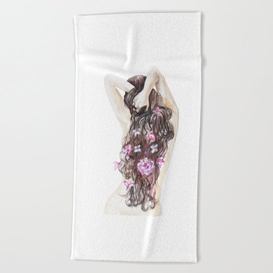 Spring girl Beach Towel