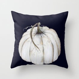 White pumpkin on navy Throw Pillow