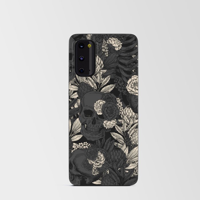 Skulls and Flowers Gothic Floral Black Beige Vintage Android Card Case