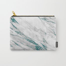 Gray Marble Aqua Teal Metallic Glitter Foil Style Carry-All Pouch