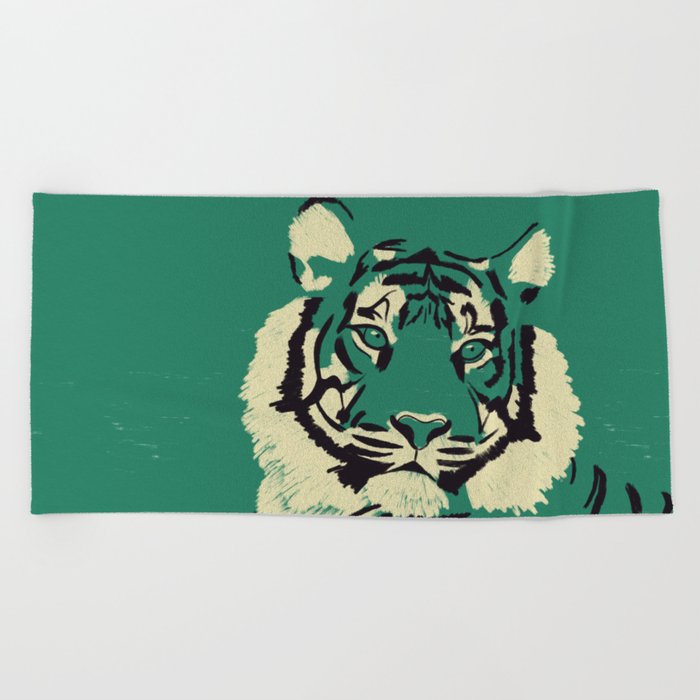 Big Cat Series - Tiger emerald Beach Towel