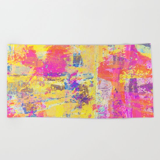 Always Look On The Bright Side - Abstract, textured painting Beach Towel