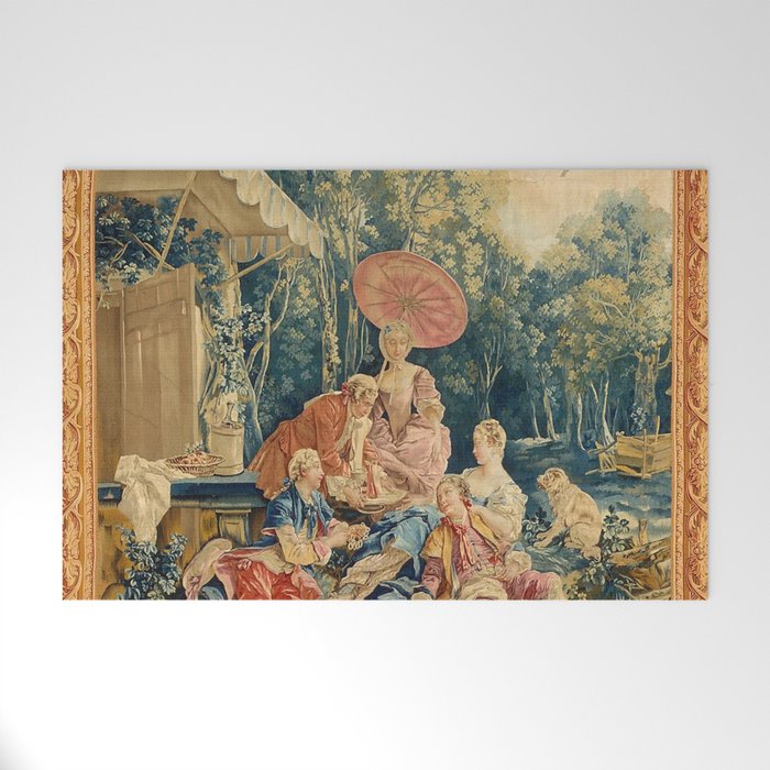 Antique 18th Century Italian Garden Tapestry Francois Boucher Welcome Mat