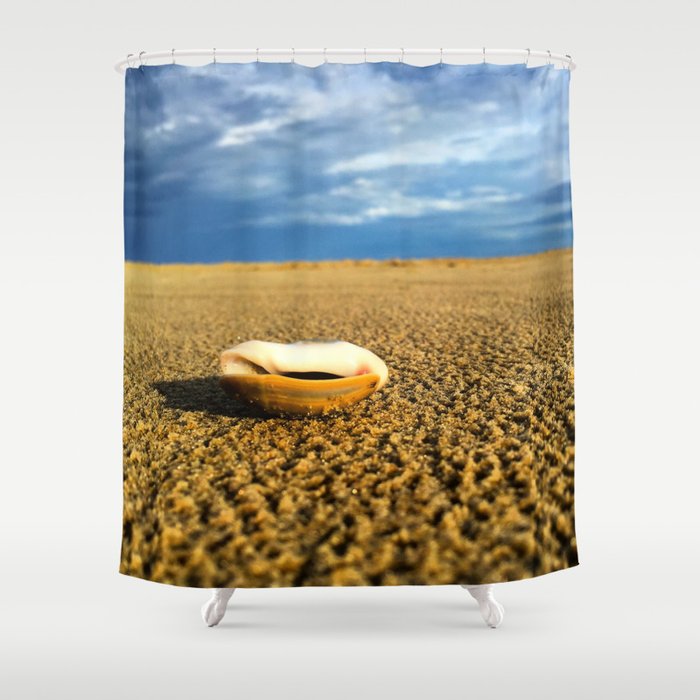 Brazil Photography - Seashell Laying On The Open Beach Shower Curtain