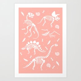 Dinosaur Fossils in Pink Art Print