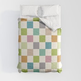 Retro Colorful Checkered Pattern II Comforter | 70S Pattern, 70S, Squares, Checker, Graphicdesign, Blue, Checkerboard, Purple, Digital, Check 