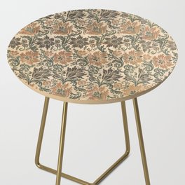 Distressed Antique Italian Floral Silk Side Table