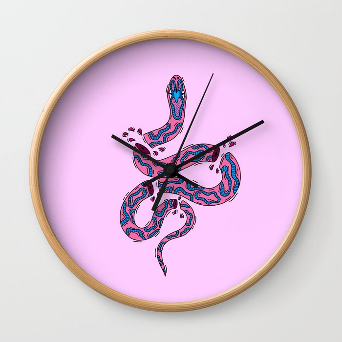 Choped Up Pink Snake  Wall Clock