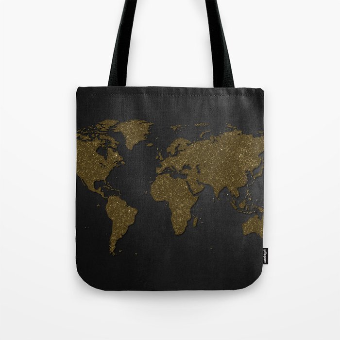 Black and gold world map Tote Bag by ARTStudio88design | Society6