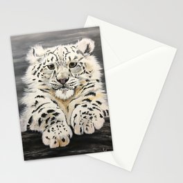 Young Snow Leopard Stationery Card