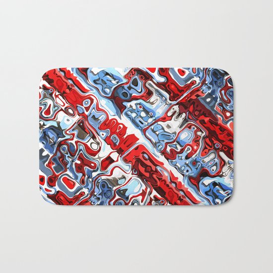 Red White And Blue Abstract Bath Mat