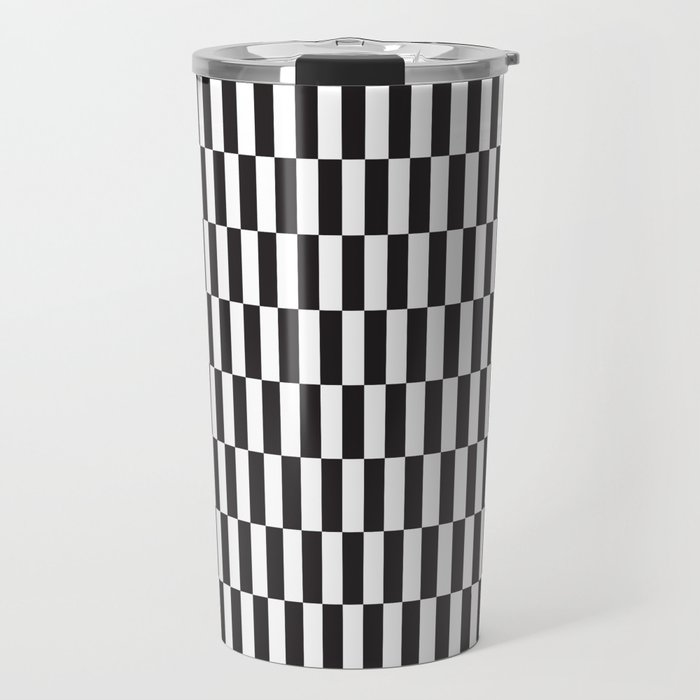 Lanky Checkers | Black + White Travel Mug