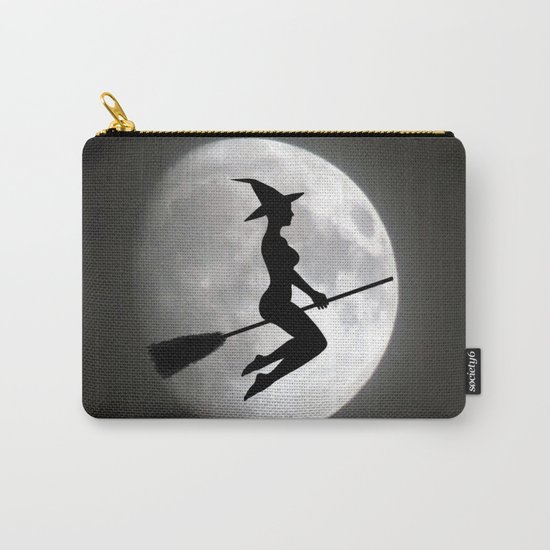 Witch On a Broom Against the Moon Carry-All Pouch