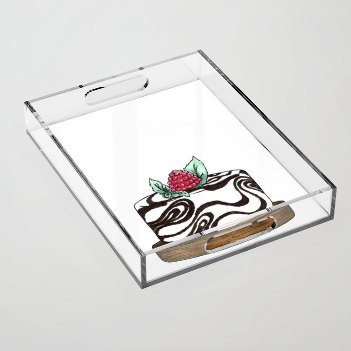 Black and White Raspberry Cheesecake Acrylic Tray