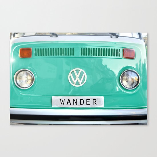 Wander wolkswagen. Summer dreams. Green Canvas Print